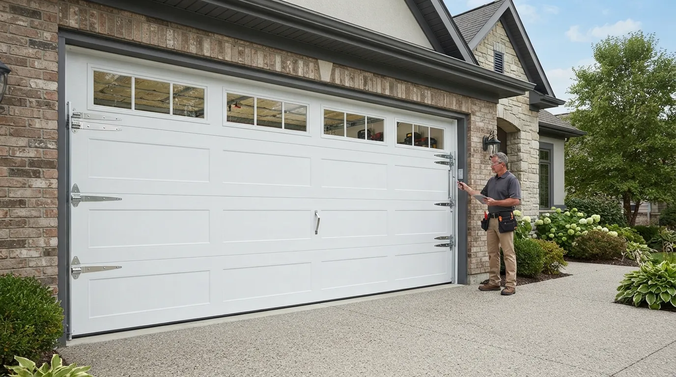 New residential garage door installed on a Beaumont Texas home